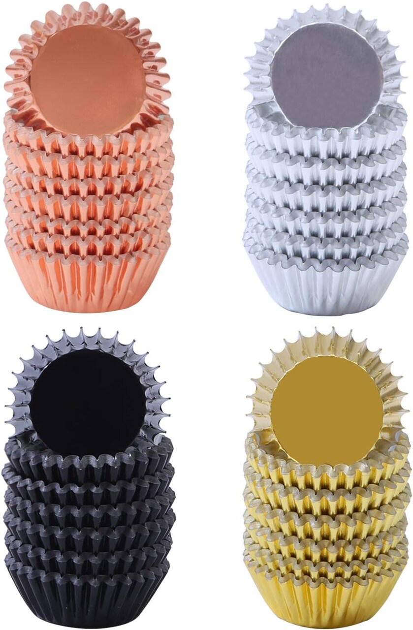 600 Pieces 1.25 Inch Mini Size Foil Metallic Cupcake Liners Muffin Paper Cases Baking Cups